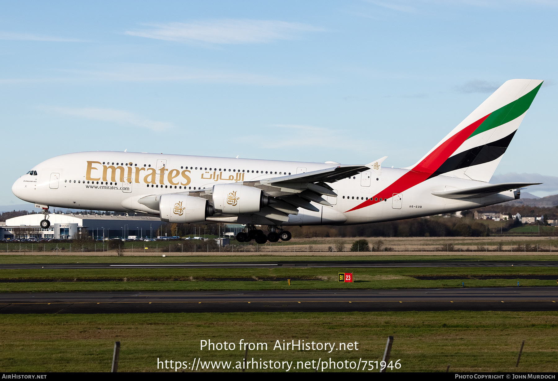 Aircraft Photo of A6-EOB | Airbus A380-861 | Emirates | AirHistory.net #751946