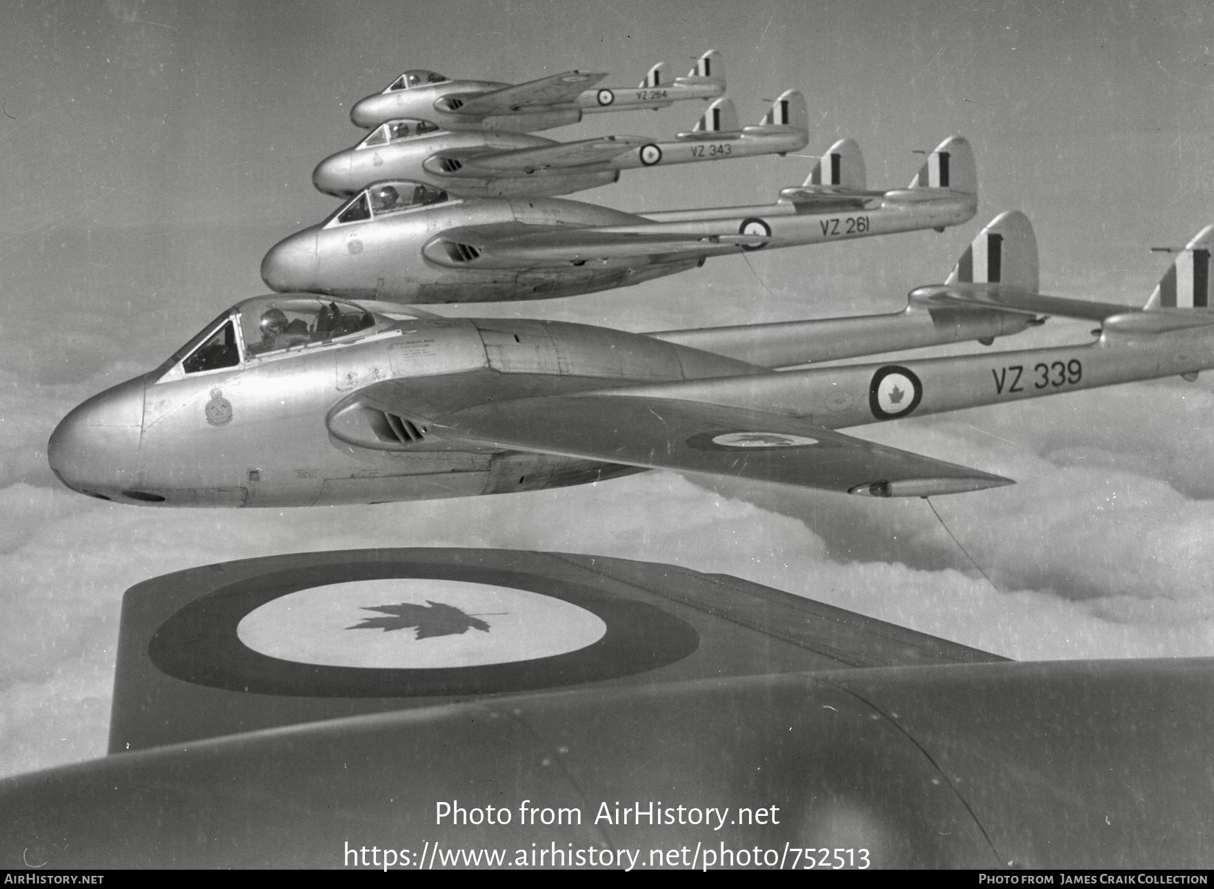 Aircraft Photo of VZ339 | De Havilland D.H. 100 Vampire FB5 | Canada - Air Force | AirHistory.net #752513