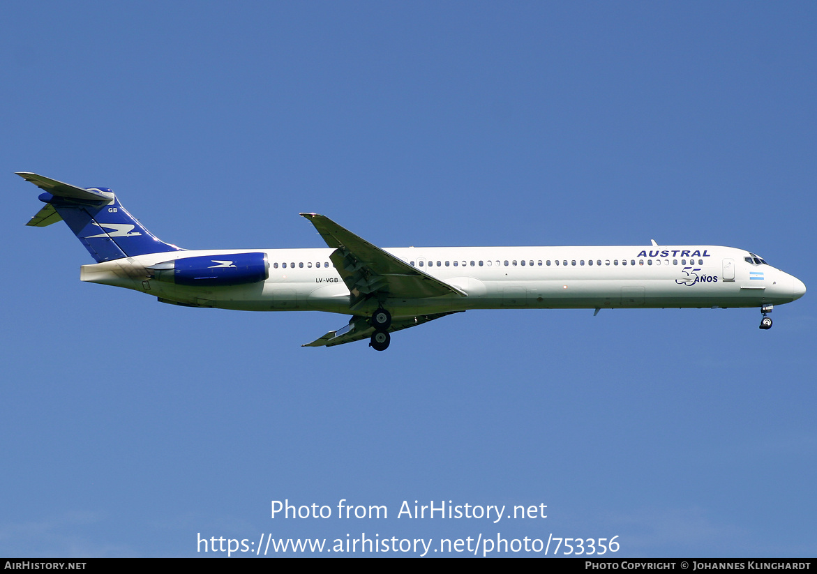 Aircraft Photo of LV-VGB | McDonnell Douglas MD-88 | Austral Líneas Aéreas | AirHistory.net #753356