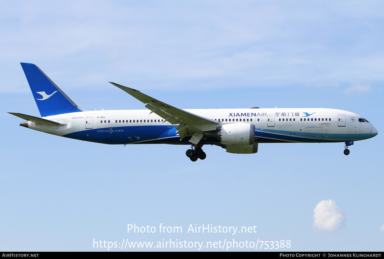 Aircraft Photo of B-1566 | Boeing 787-9 Dreamliner | Xiamen Airlines | AirHistory.net #753388