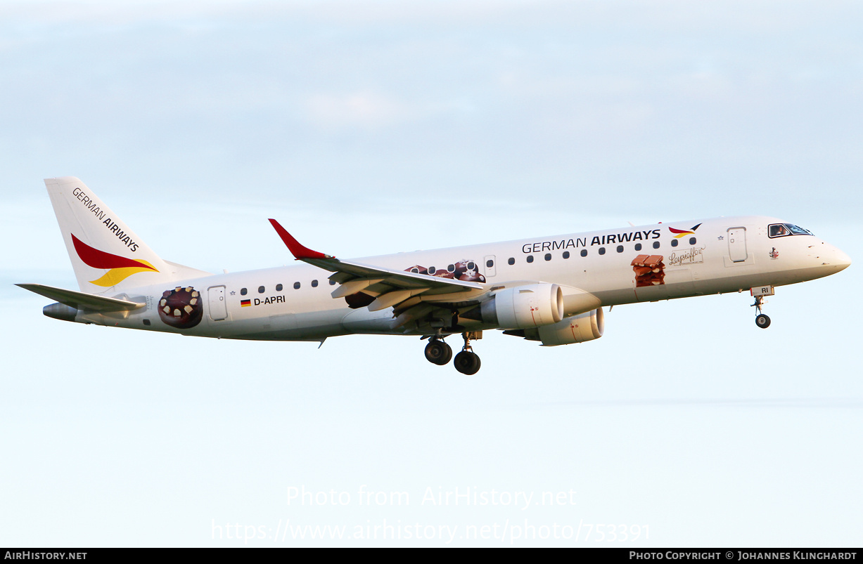 Aircraft Photo of D-APRI | Embraer 190LR (ERJ-190-100LR) | German Airways | AirHistory.net #753391