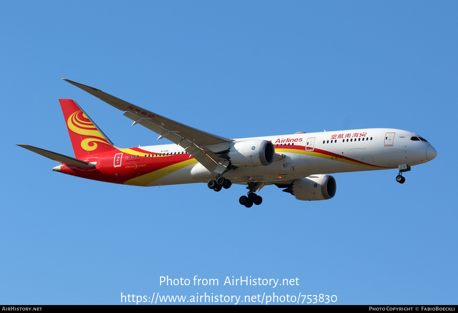 Aircraft Photo of B-1135 | Boeing 787-9 Dreamliner | Hainan Airlines | AirHistory.net #753830