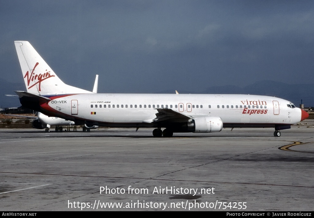 Aircraft Photo of OO-VEK | Boeing 737-405 | Virgin Express | AirHistory.net #754255