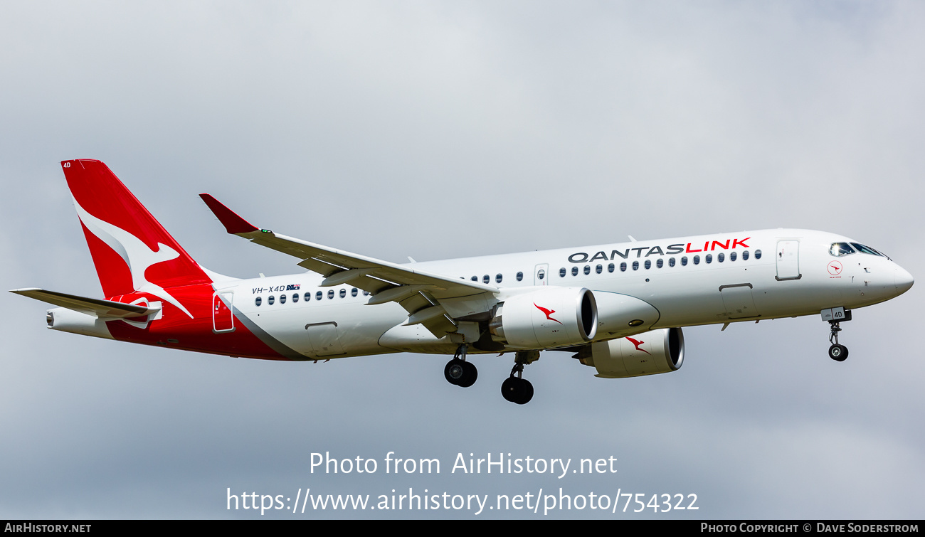 Aircraft Photo of VH-X4D | Airbus A220-371 (BD-500-1A11) | QantasLink | AirHistory.net #754322