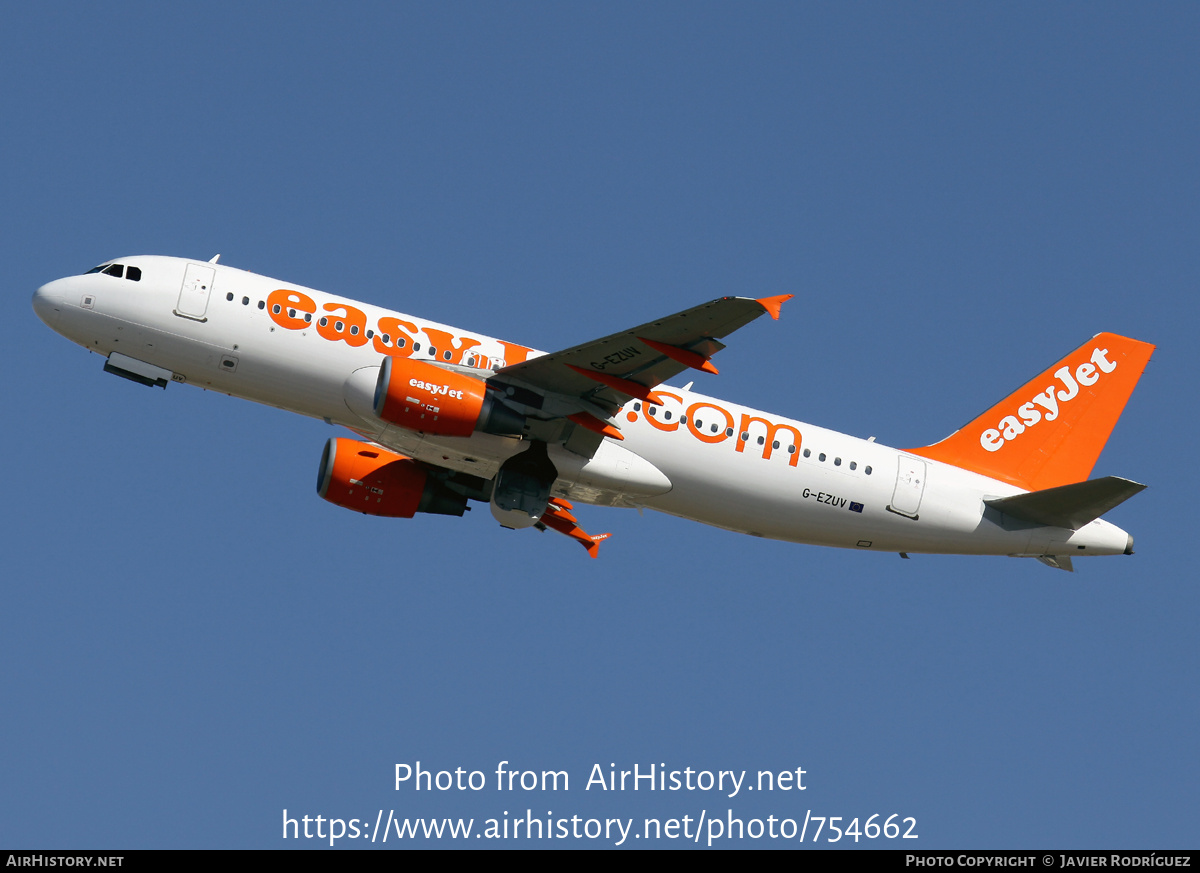 Aircraft Photo of G-EZUV | Airbus A320-214 | EasyJet | AirHistory.net #754662