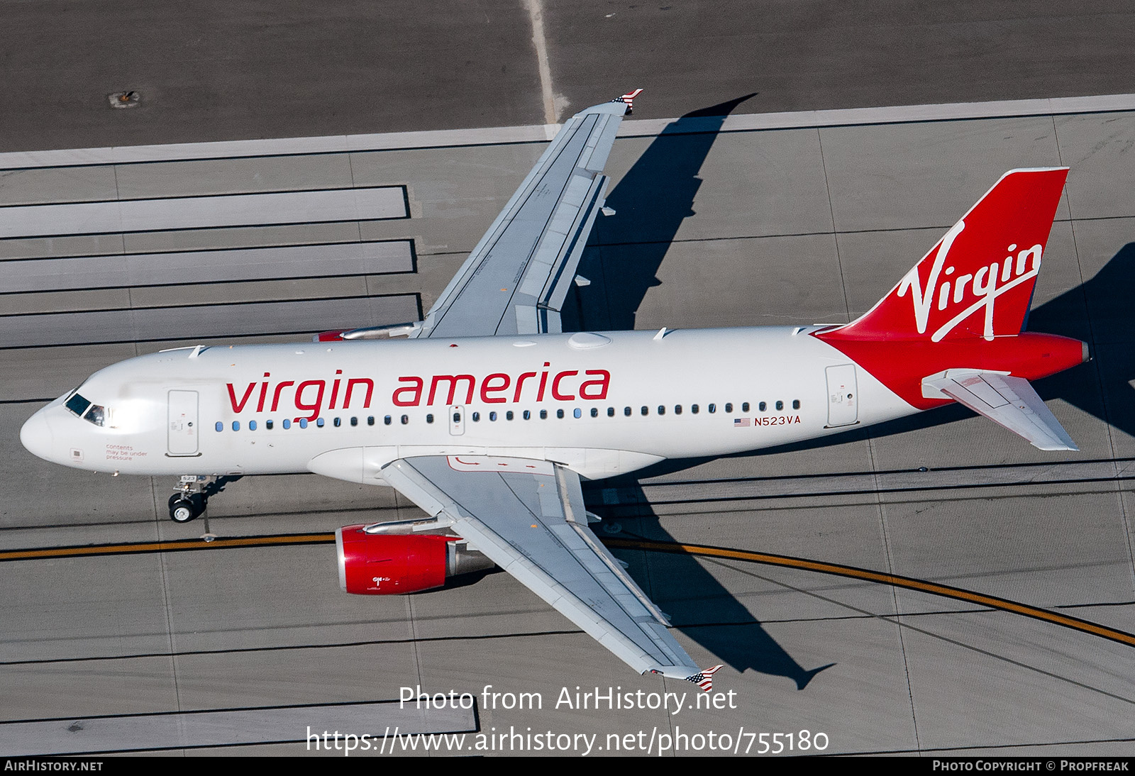 Aircraft Photo of N523VA | Airbus A319-112 | Virgin America | AirHistory.net #755180