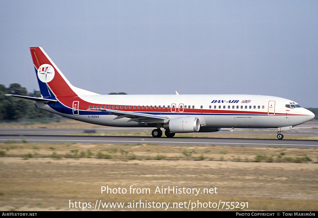 Aircraft Photo of G-BSNV | Boeing 737-4Q8 | Dan-Air London | AirHistory.net #755291