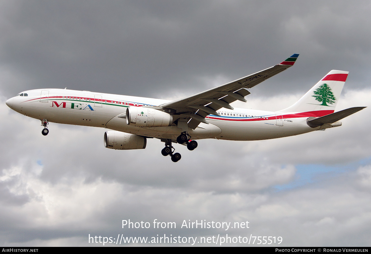 Aircraft Photo of F-ORMA | Airbus A330-243 | MEA - Middle East Airlines | AirHistory.net #755519