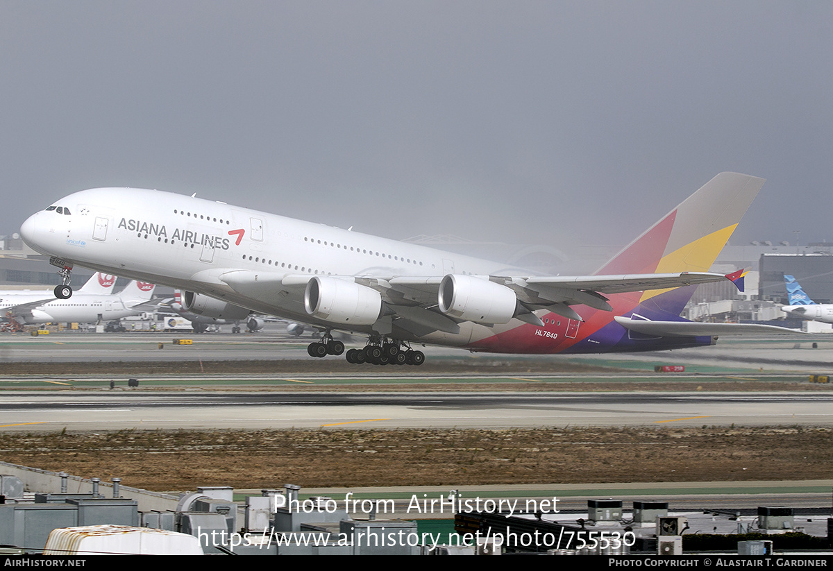 Aircraft Photo of HL7640 | Airbus A380-841 | Asiana Airlines | AirHistory.net #755530