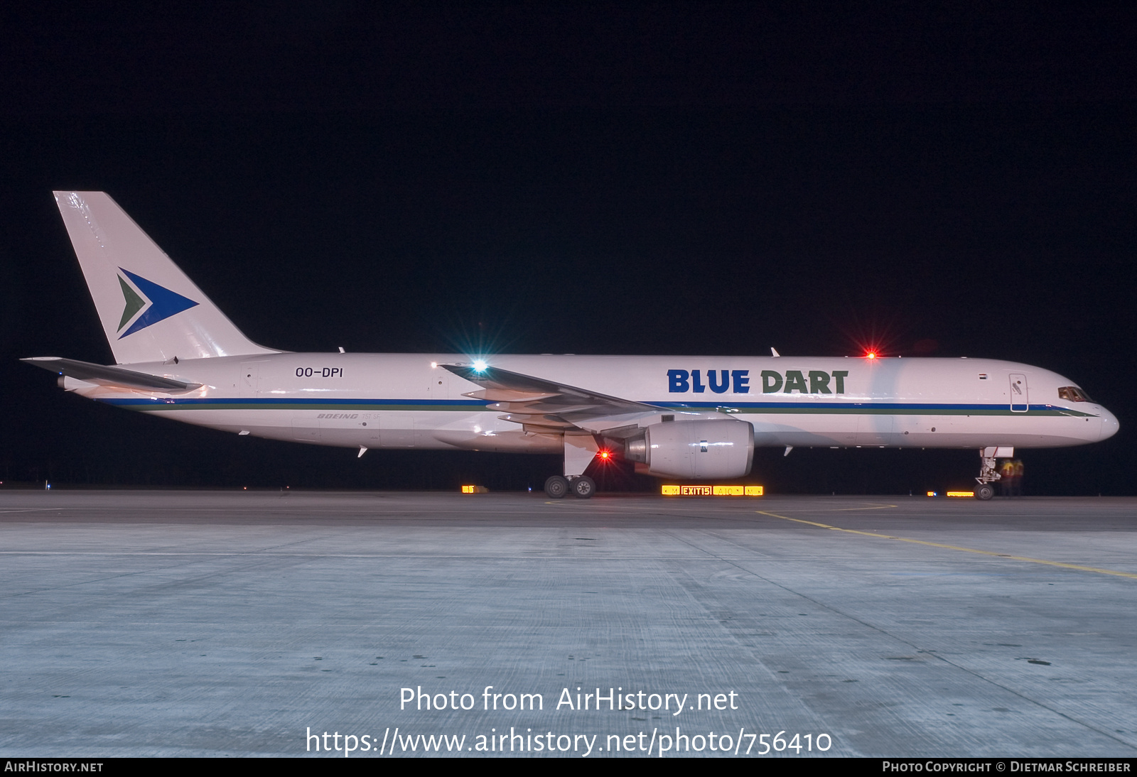 Aircraft Photo of OO-DPI | Boeing 757-236/SF | Blue Dart Aviation | AirHistory.net #756410