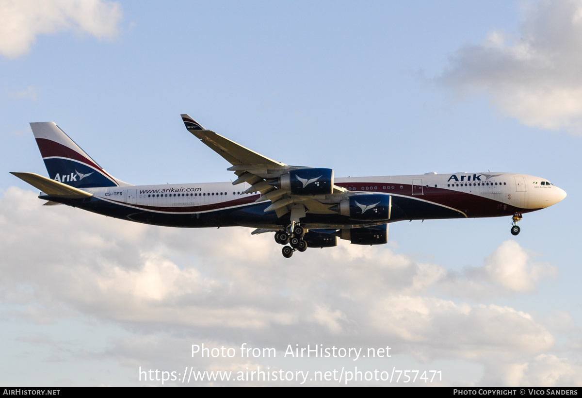 Aircraft Photo of CS-TFX | Airbus A340-541 | Arik Air | AirHistory.net #757471