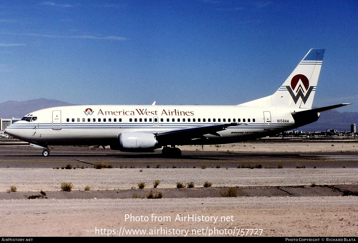 Aircraft Photo of N158AW | Boeing 737-3G7 | America West Airlines | AirHistory.net #757727