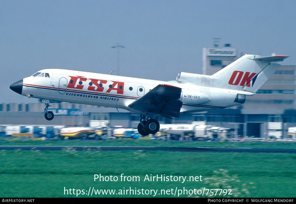 Aircraft Photo of OK-GEO | Yakovlev Yak-40K | ČSA - Československé Aerolinie - Czechoslovak Airlines | AirHistory.net #757792