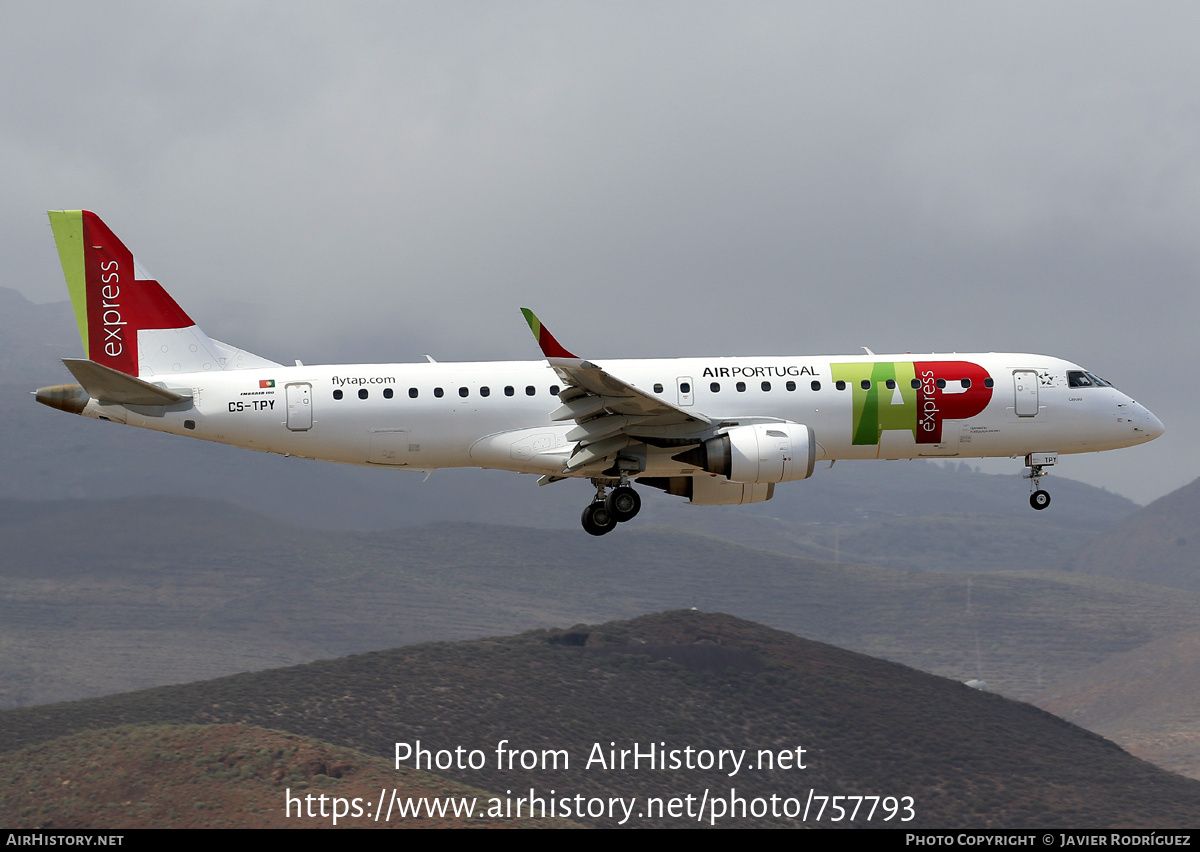 Aircraft Photo of CS-TPY | Embraer 190AR (ERJ-190-100IGW) | TAP Air Portugal Express | AirHistory.net #757793