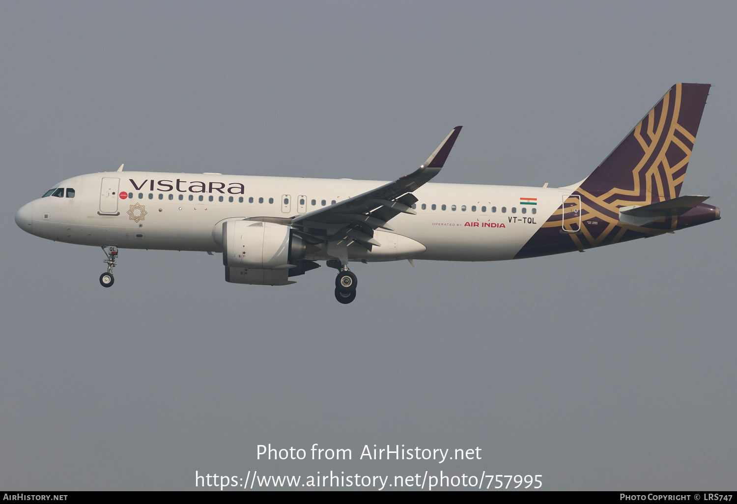 Aircraft Photo of VT-TQL | Airbus A320-251N | Vistara | AirHistory.net #757995