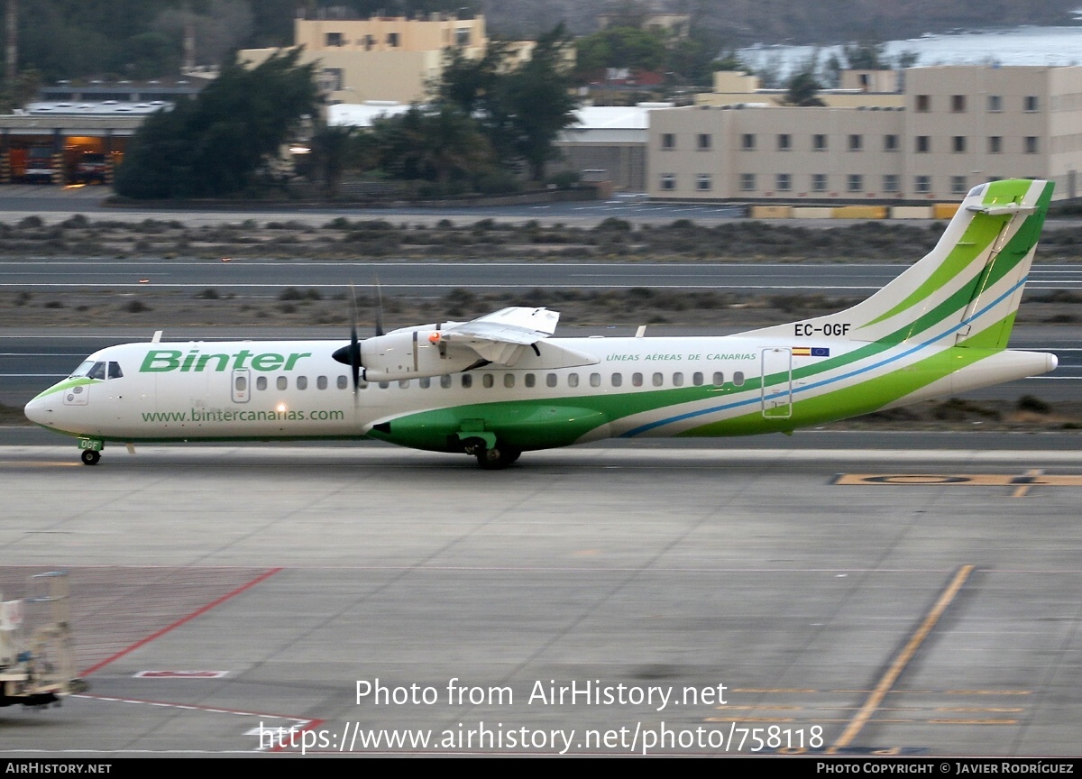 Aircraft Photo of EC-OGF | ATR ATR-72-600 (ATR-72-212A) | Binter Canarias | AirHistory.net #758118