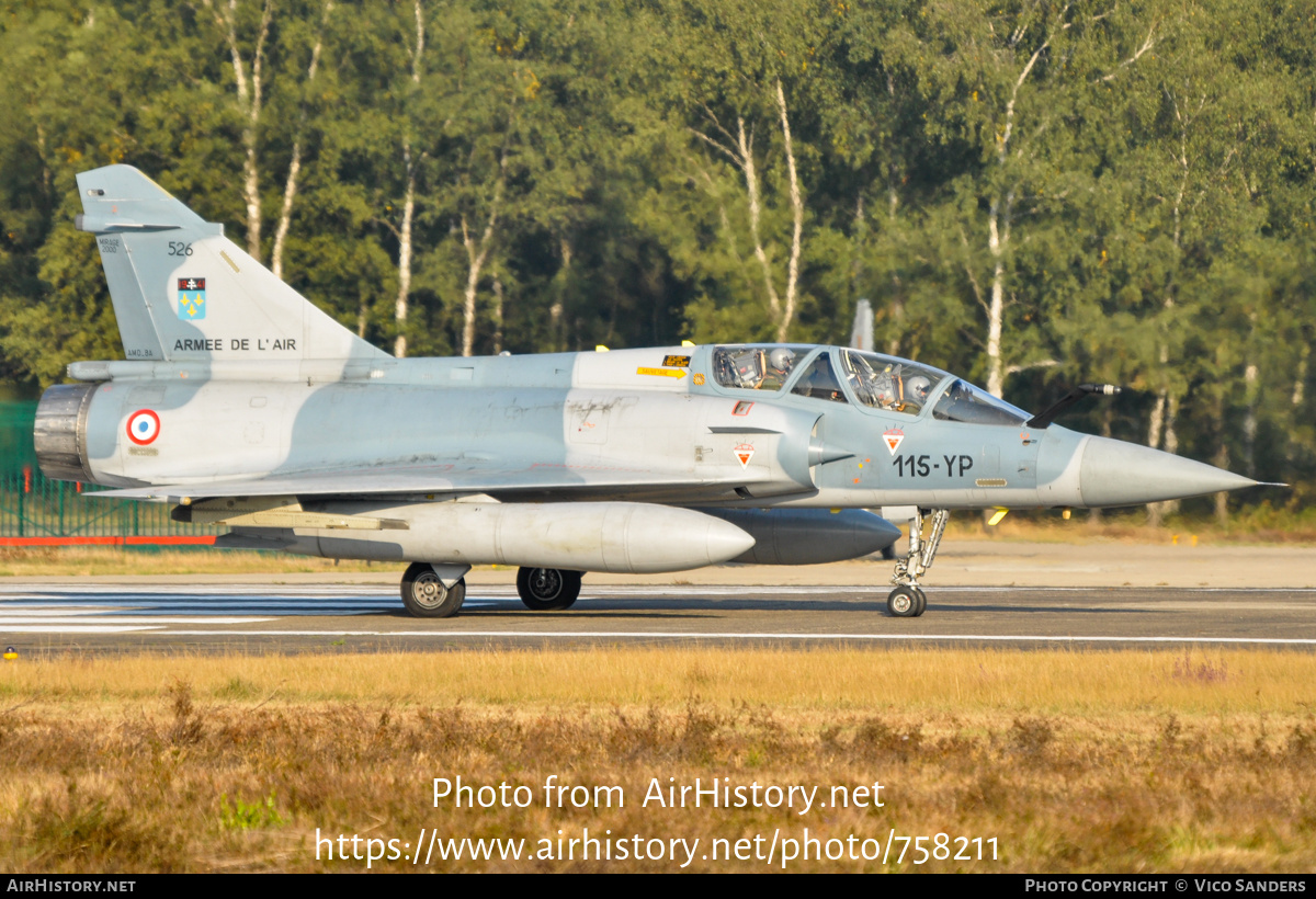 Aircraft Photo of 526 | Dassault Mirage 2000B | France - Air Force | AirHistory.net #758211