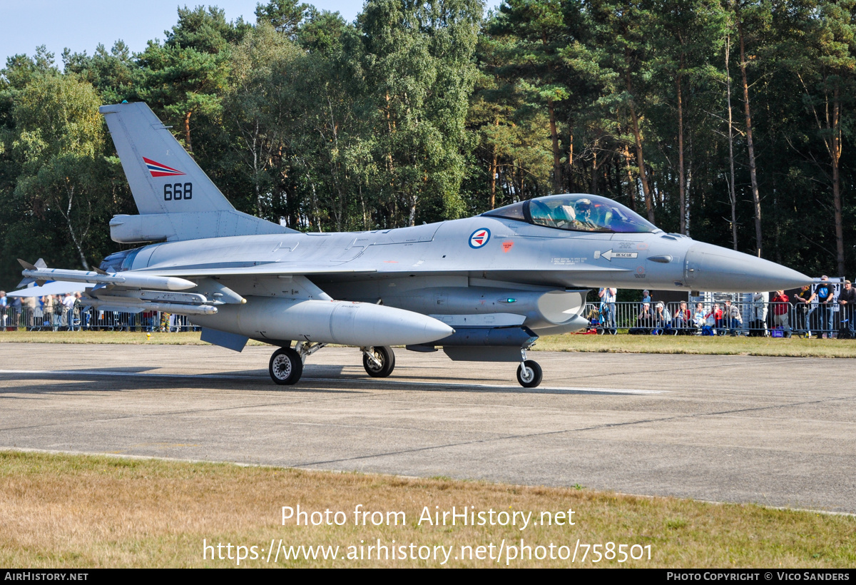 Aircraft Photo of 668 | General Dynamics F-16AM Fighting Falcon | Norway - Air Force | AirHistory.net #758501