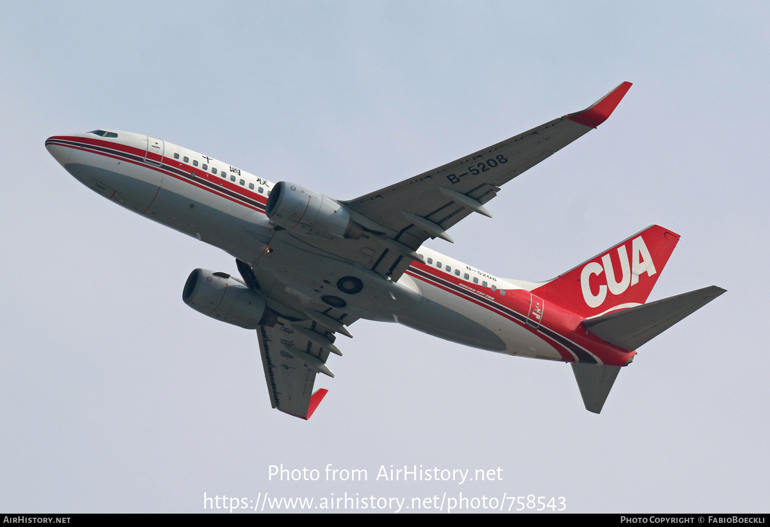 Aircraft Photo of B-5208 | Boeing 737-79P | China United Airlines - CUA | AirHistory.net #758543