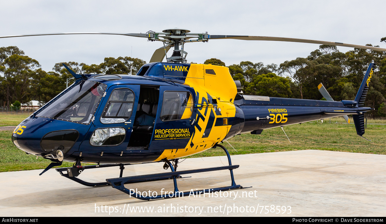 Aircraft Photo of VH-AWK | Aerospatiale AS-350BA Ecureuil | PHS - Professional Helicopter Services | AirHistory.net #758593