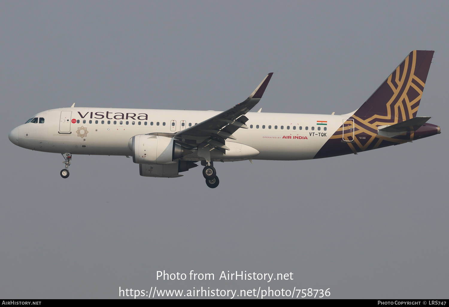 Aircraft Photo of VT-TQK | Airbus A320-251N | Vistara | AirHistory.net #758736