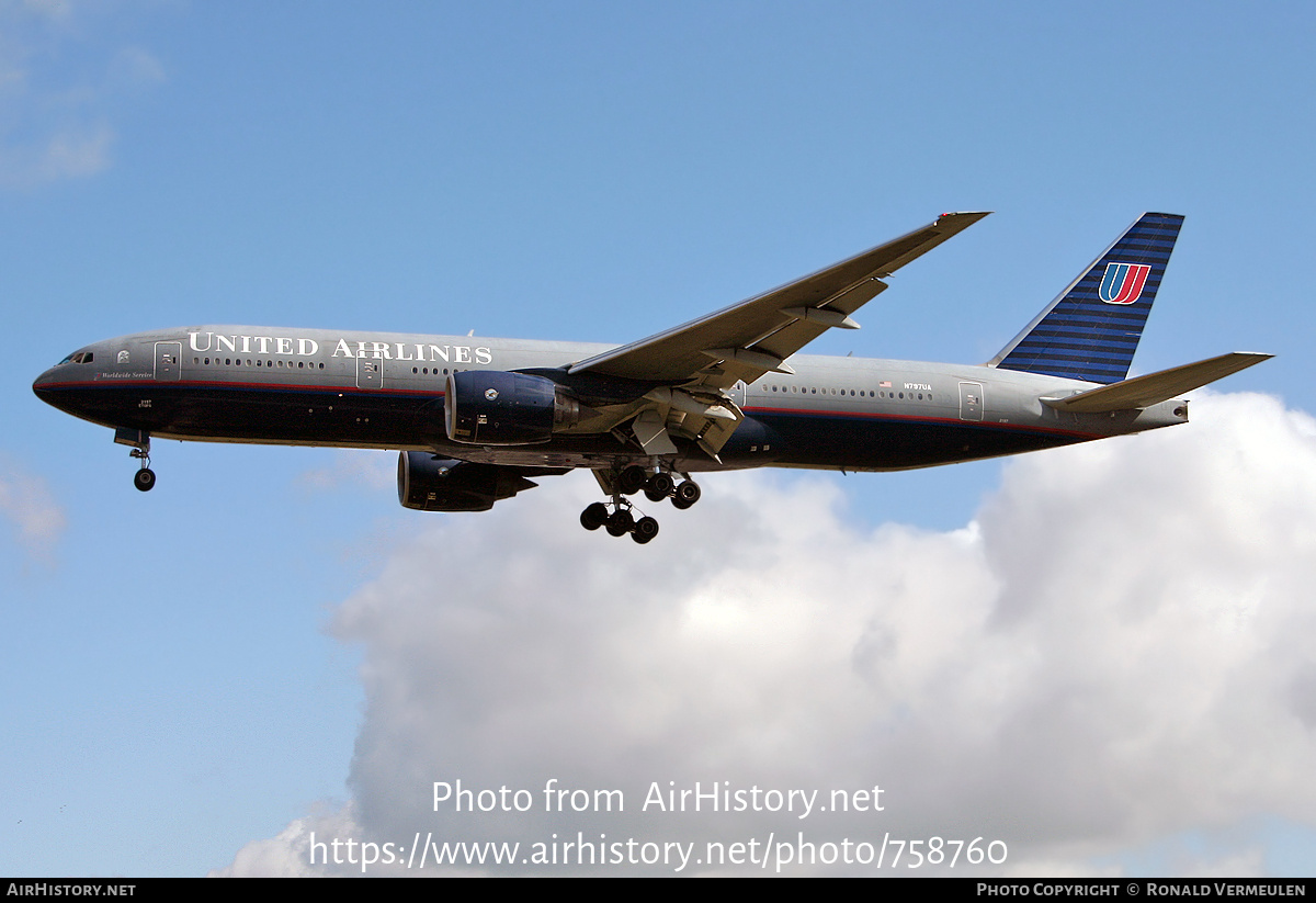 Aircraft Photo of N797UA | Boeing 777-222/ER | United Airlines | AirHistory.net #758760