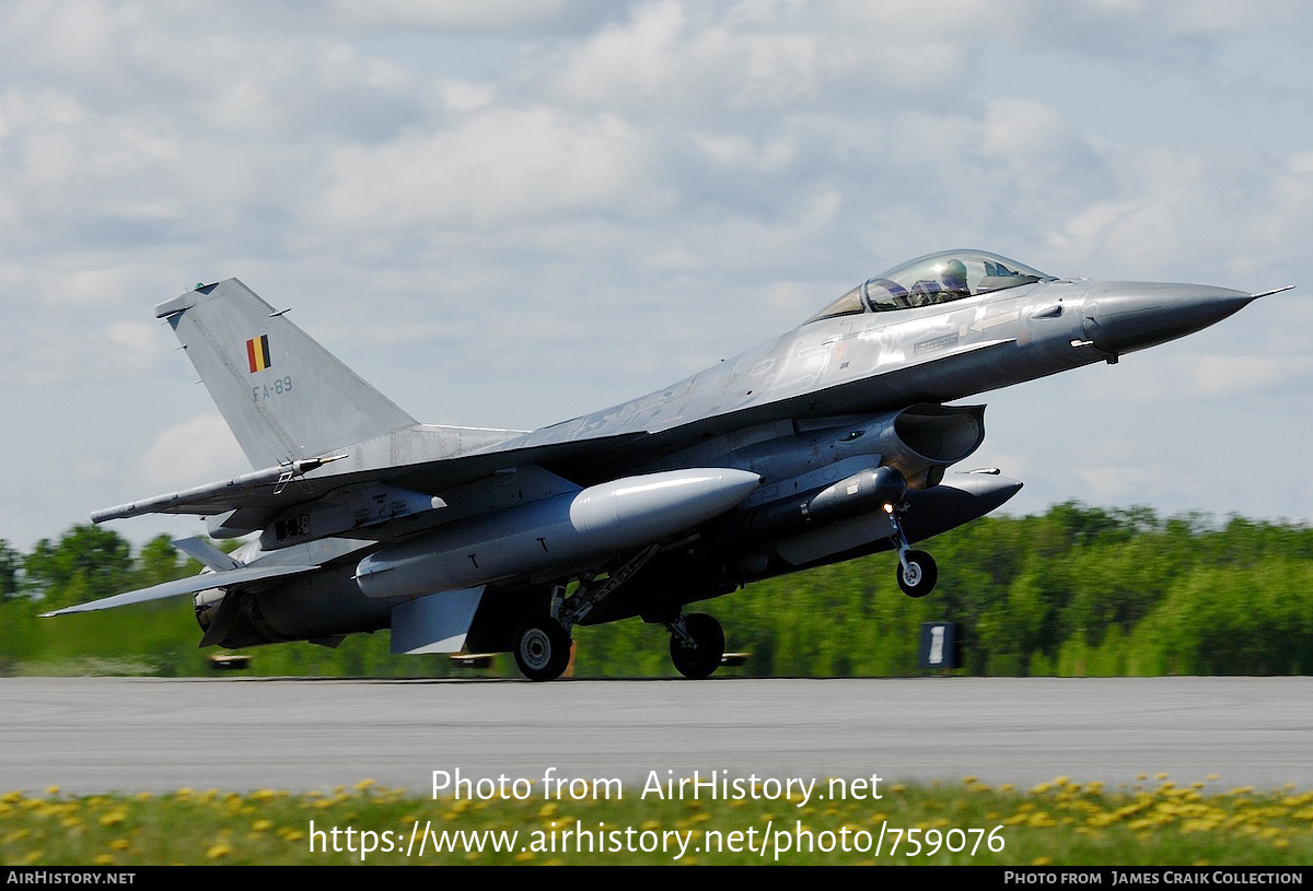 Aircraft Photo of FA89 | General Dynamics F-16AM Fighting Falcon | Belgium - Air Force | AirHistory.net #759076