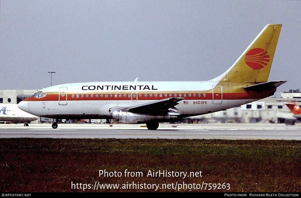 Aircraft Photo of N403PE | Boeing 737-130 | Continental Airlines | AirHistory.net #759263