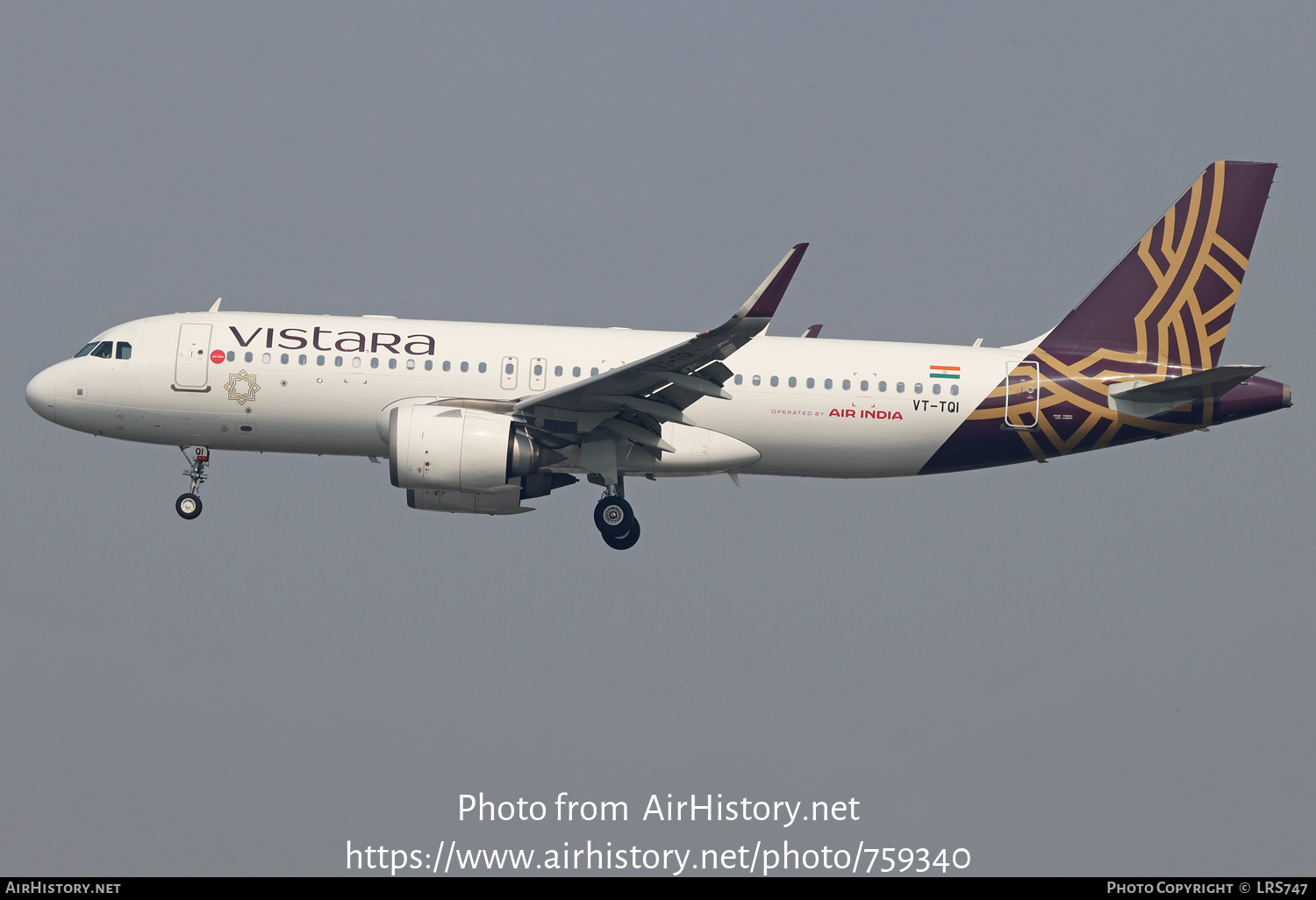 Aircraft Photo of VT-TQI | Airbus A320-251N | Vistara | AirHistory.net #759340