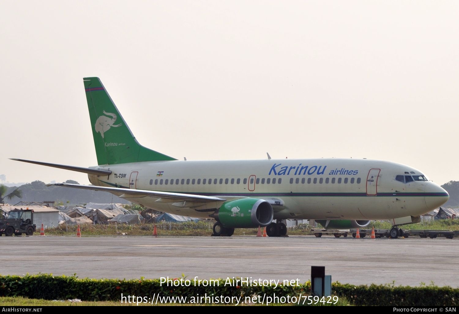 Aircraft Photo of TL-TSM | Boeing 737-36N | Karinou Airlines | AirHistory.net #759429