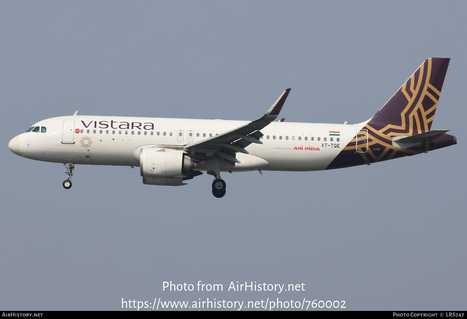 Aircraft Photo of VT-TQE | Airbus A320-251N | Vistara | AirHistory.net #760002