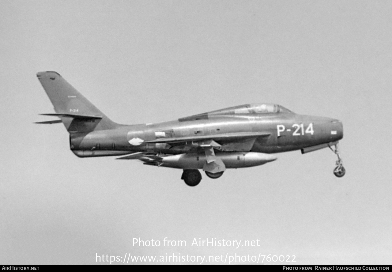 Aircraft Photo of P-214 | Republic F-84F Thunderstreak | Netherlands - Air Force | AirHistory.net #760022