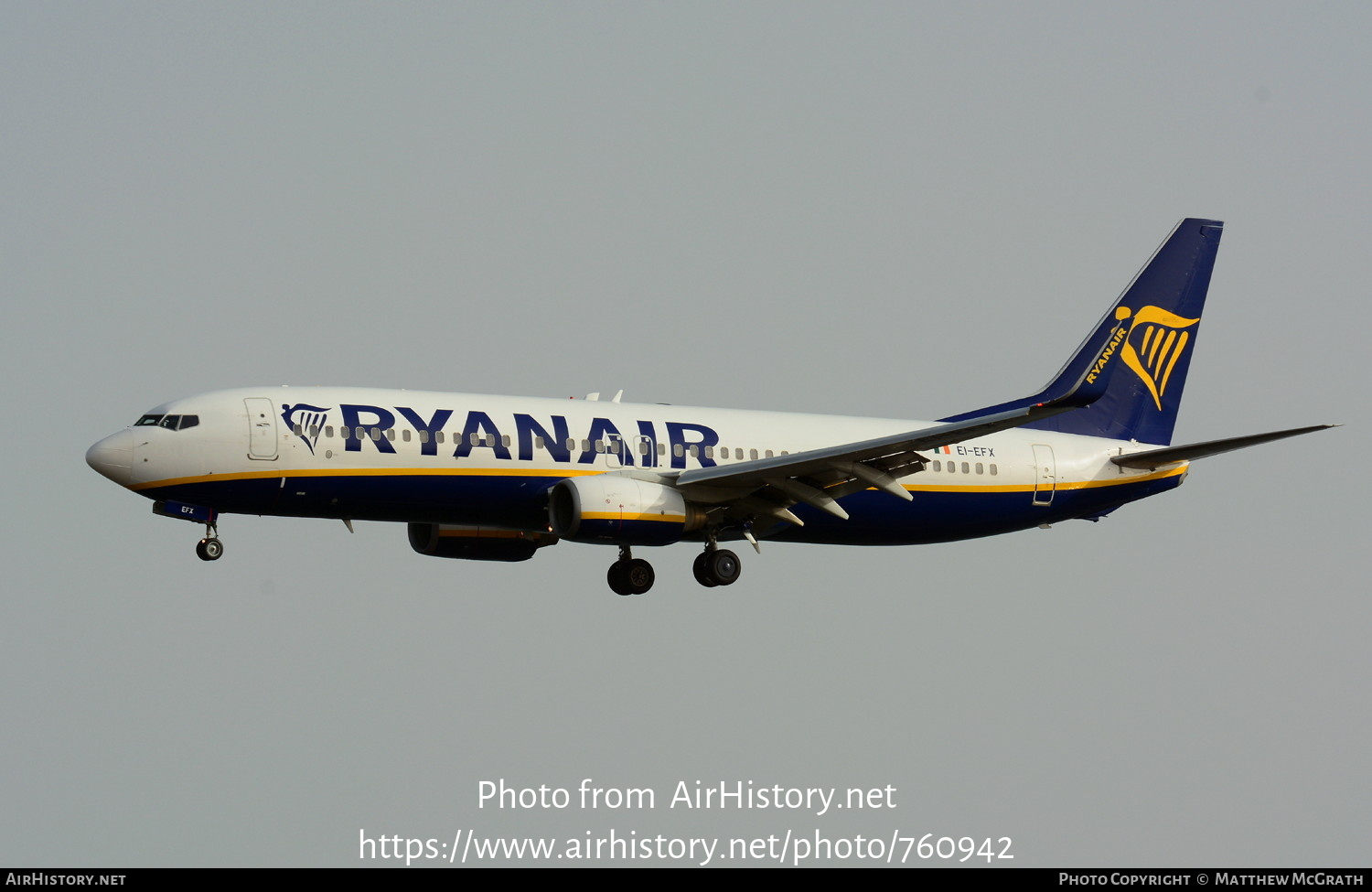 Aircraft Photo of EI-EFX | Boeing 737-8AS | Ryanair | AirHistory.net #760942