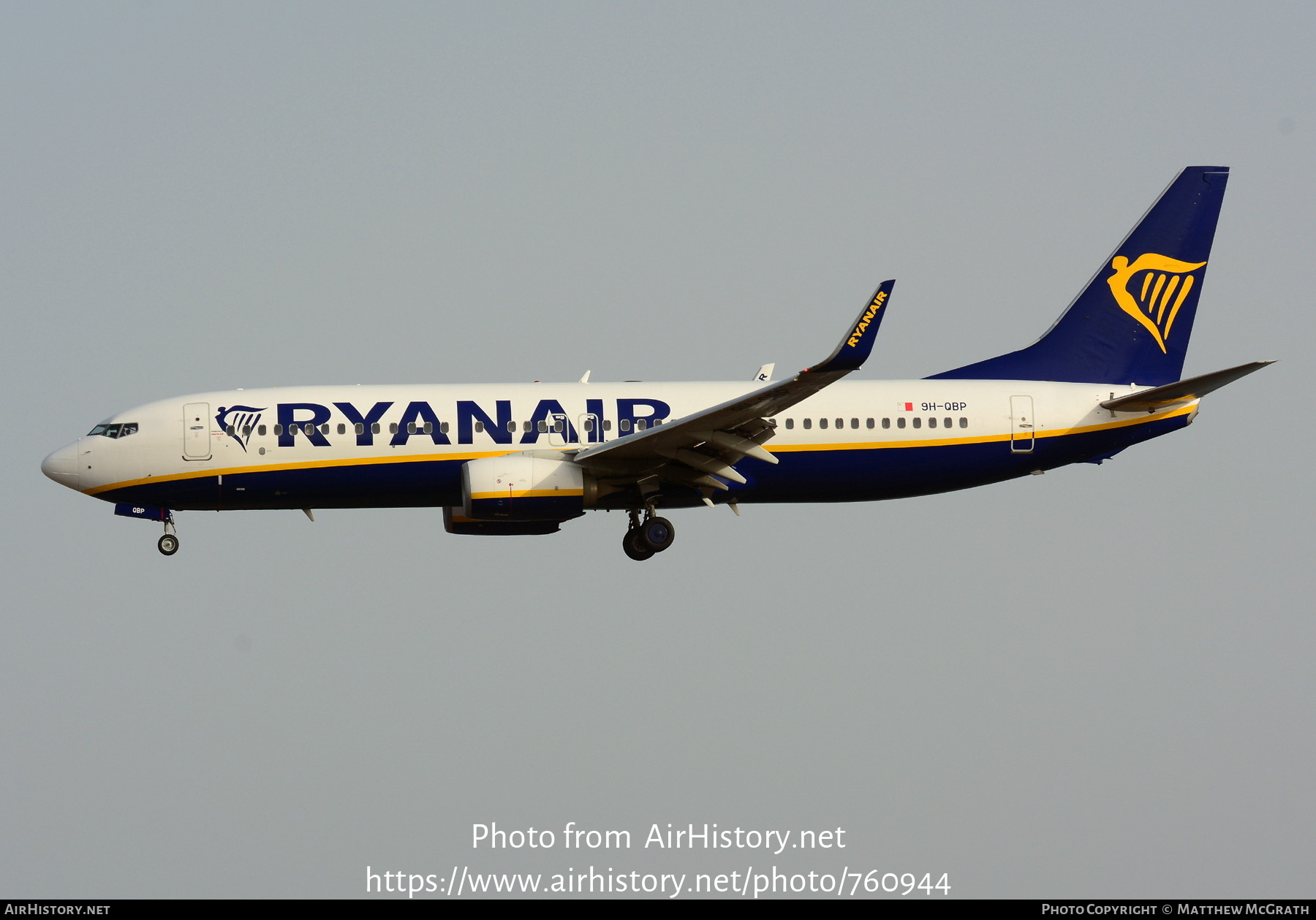 Aircraft Photo of 9H-QBP | Boeing 737-8AS | Ryanair | AirHistory.net #760944