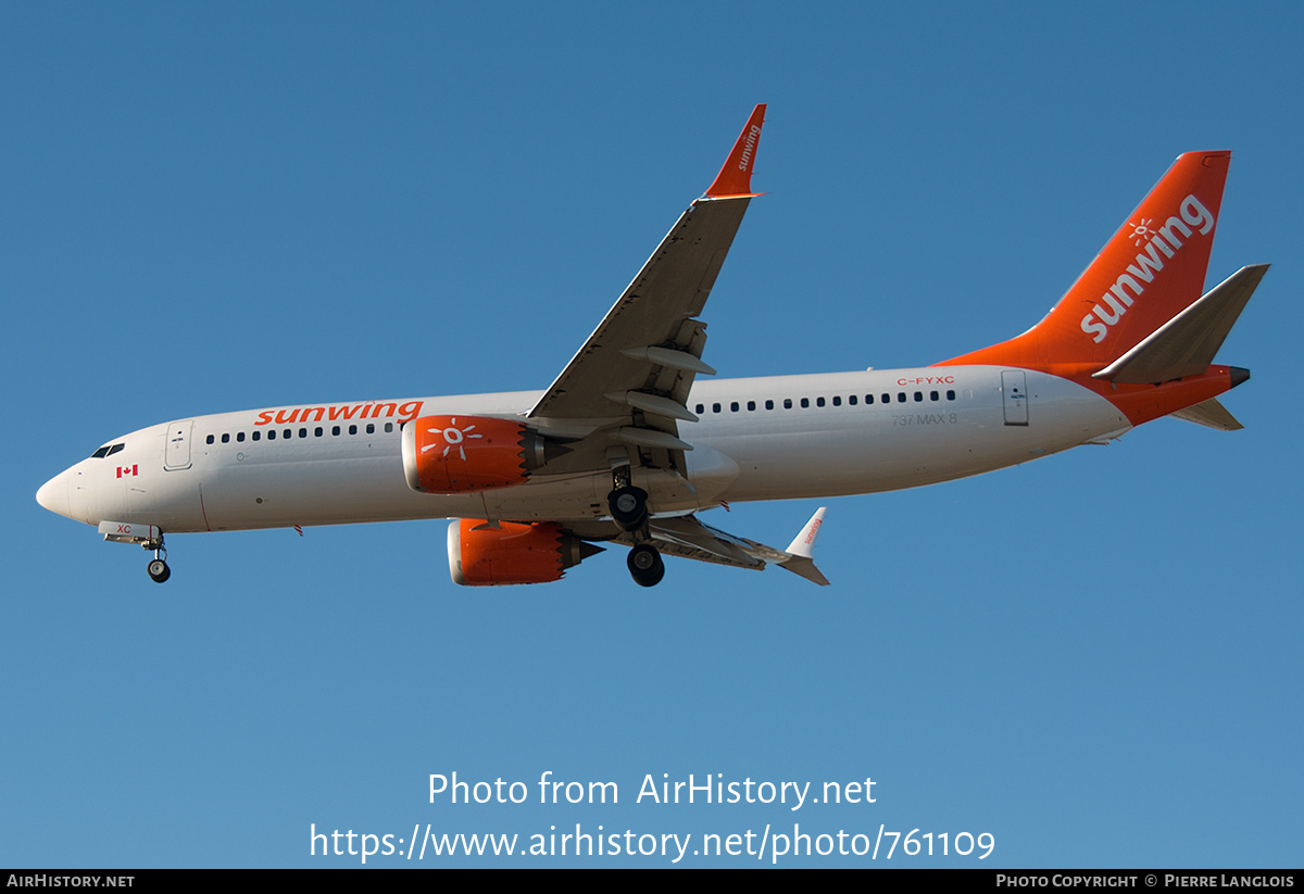 Aircraft Photo of C-FYXC | Boeing 737-8 Max 8 | Sunwing Airlines | AirHistory.net #761109