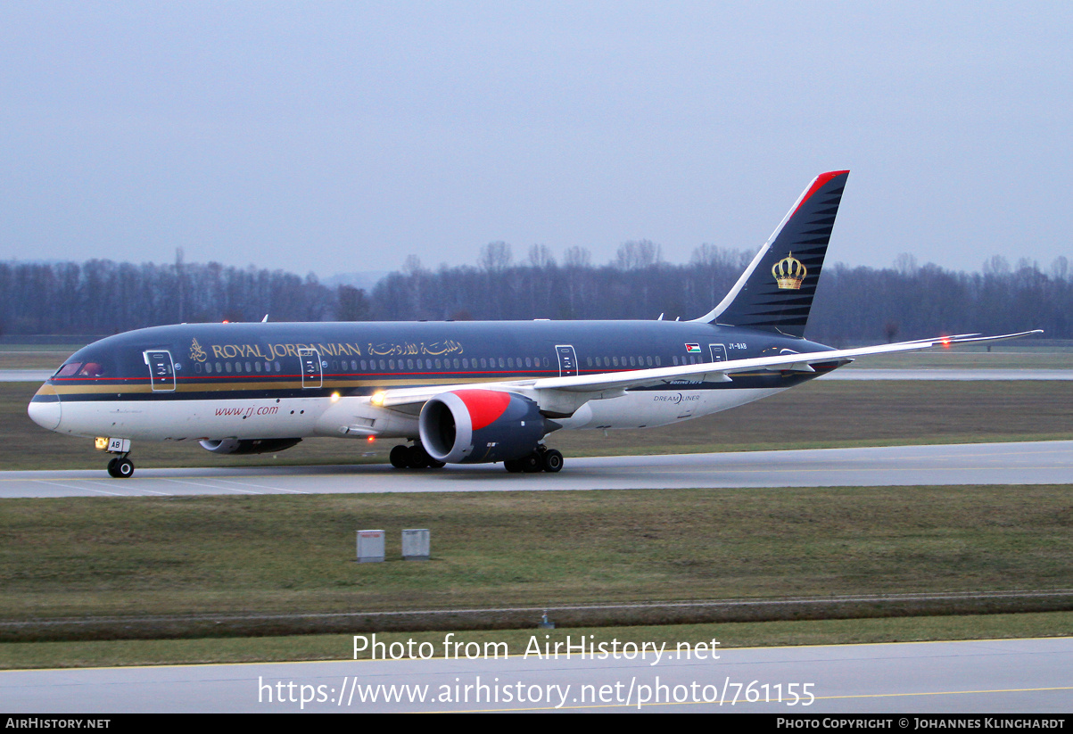 Aircraft Photo of JY-BAB | Boeing 787-8 Dreamliner | Royal Jordanian Airlines | AirHistory.net #761155