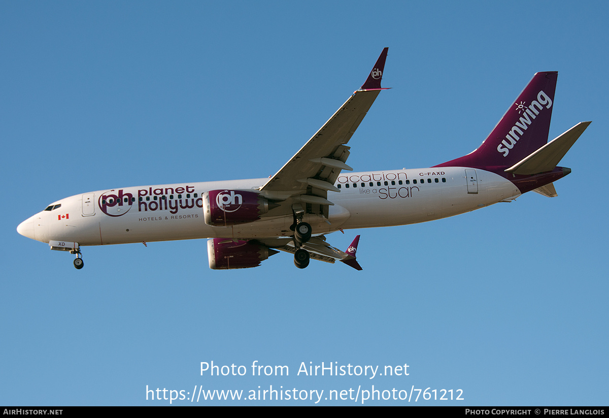 Aircraft Photo of C-FAXD | Boeing 737-8 Max 8 | Sunwing Airlines | AirHistory.net #761212