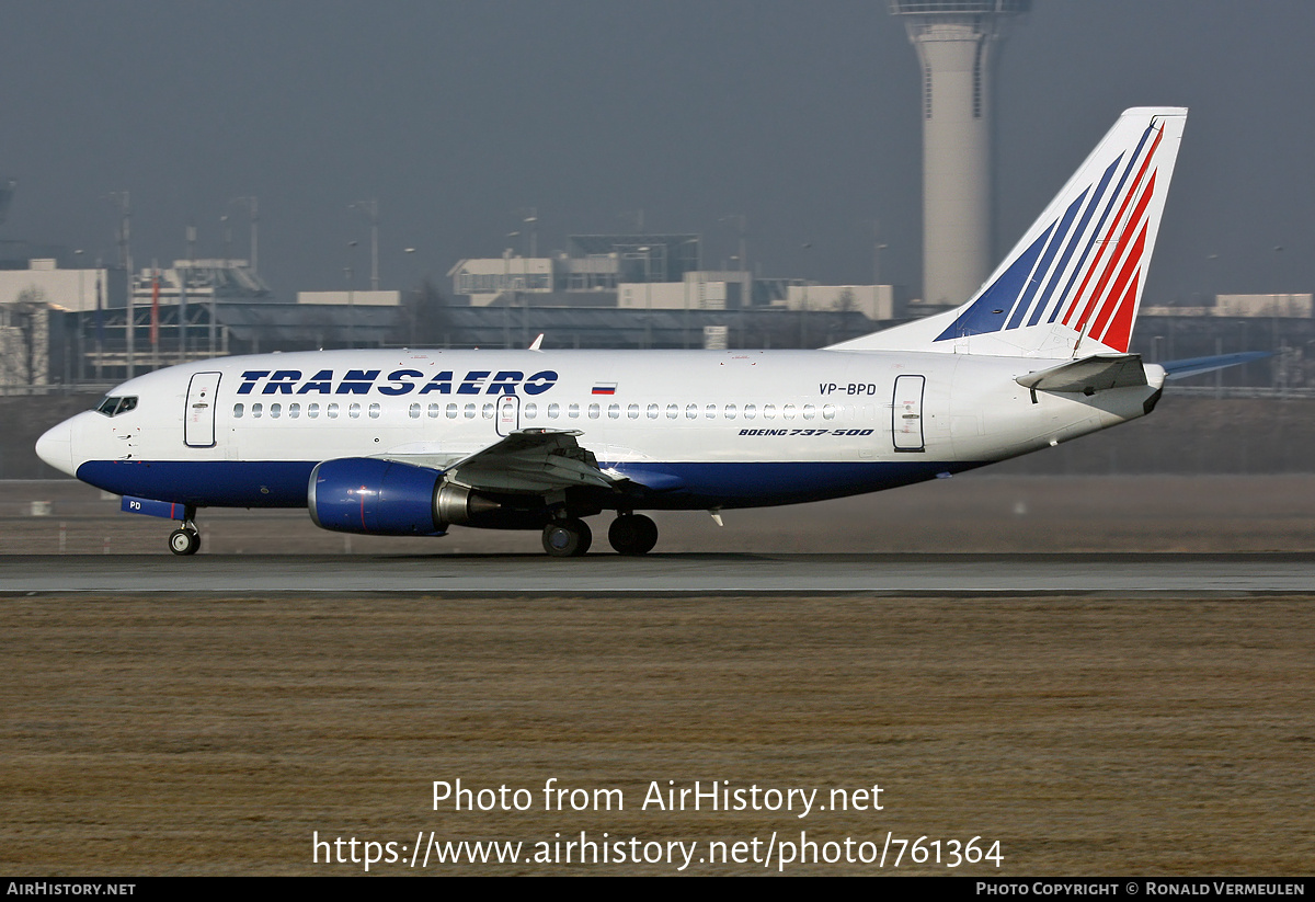 Aircraft Photo of VP-BPD | Boeing 737-5K5 | Transaero Airlines | AirHistory.net #761364