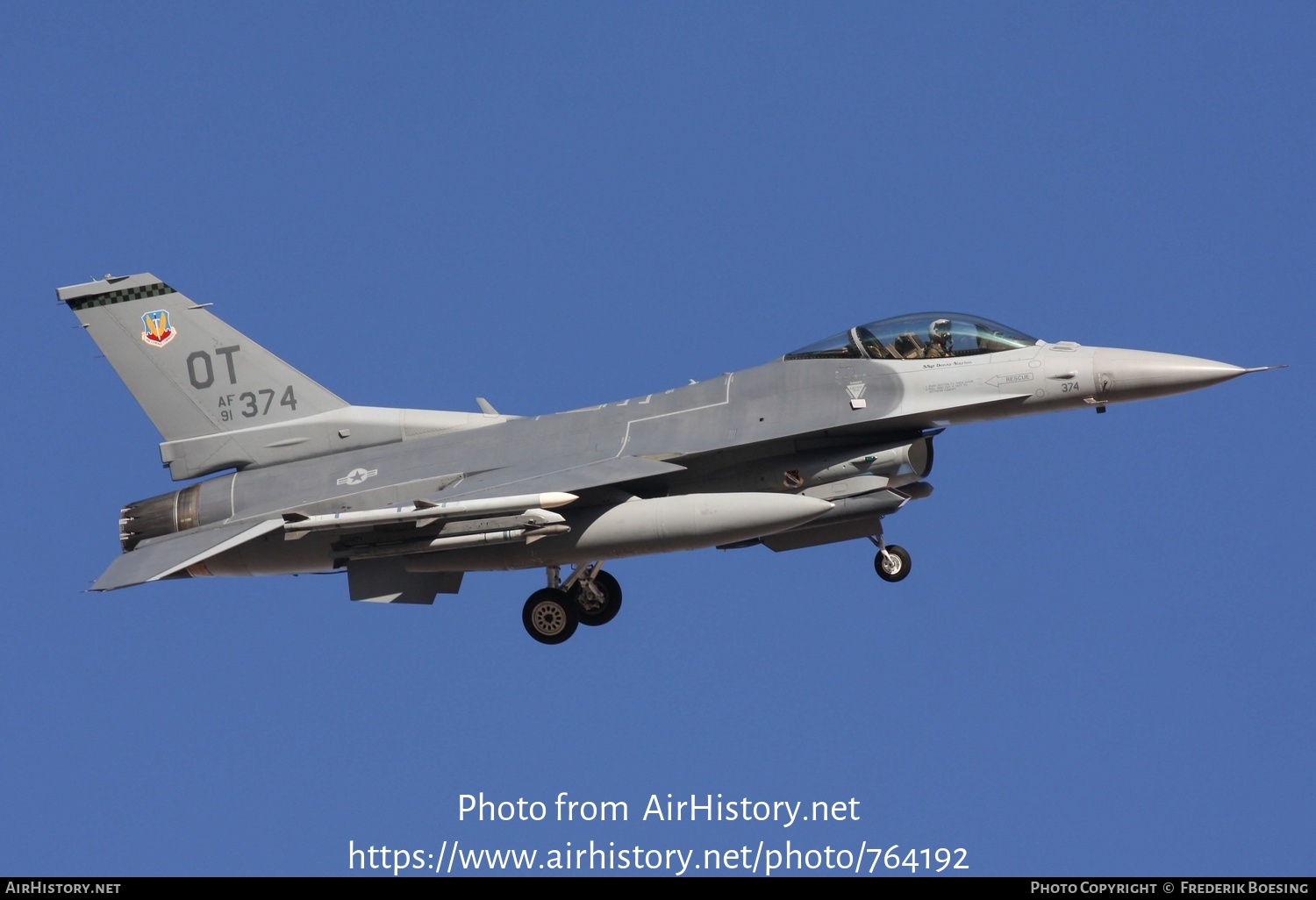 Aircraft Photo of 91-0374 / AF91-374 | General Dynamics F-16CM Fighting Falcon | USA - Air Force | AirHistory.net #764192