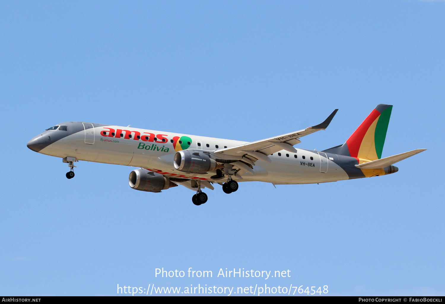 Aircraft Photo of VH-8EA | Embraer 190LR (ERJ-190-100LR) | Línea Aérea Amaszonas | AirHistory.net #764548