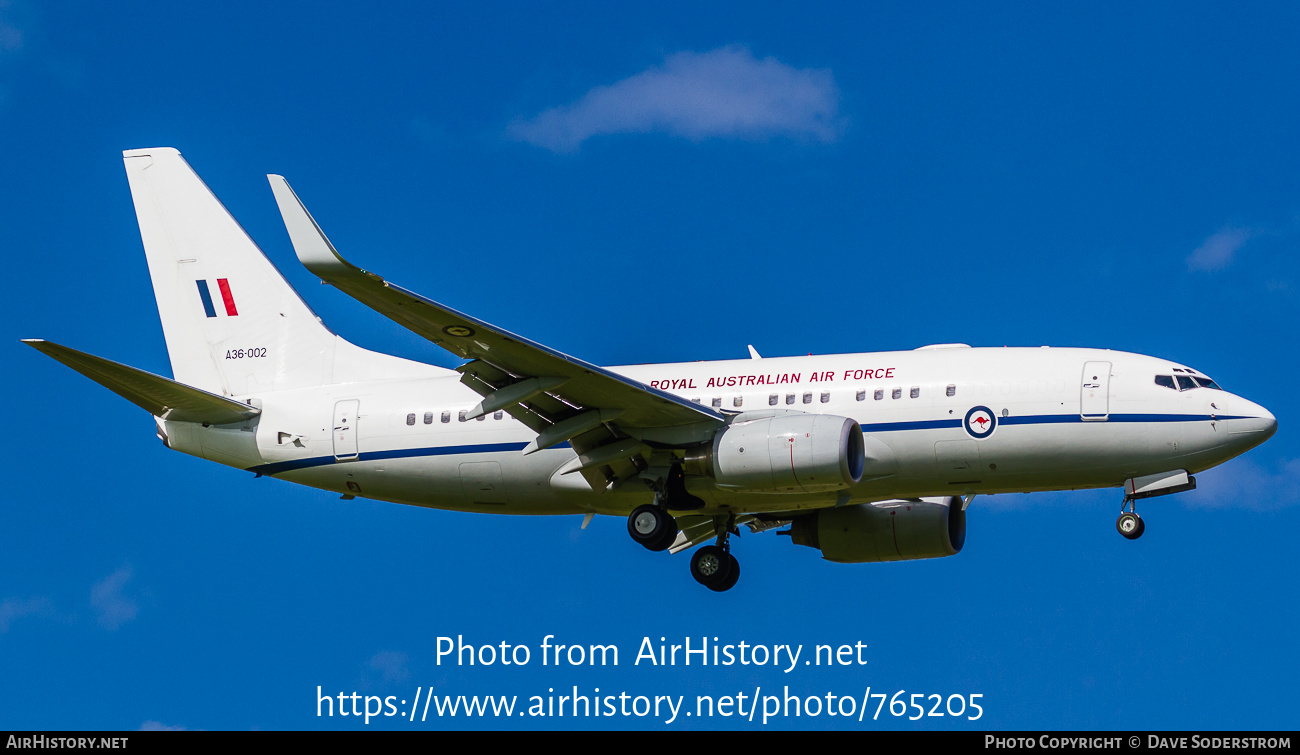 Aircraft Photo of A36-002 | Boeing 737-7DF BBJ | Australia - Air Force | AirHistory.net #765205