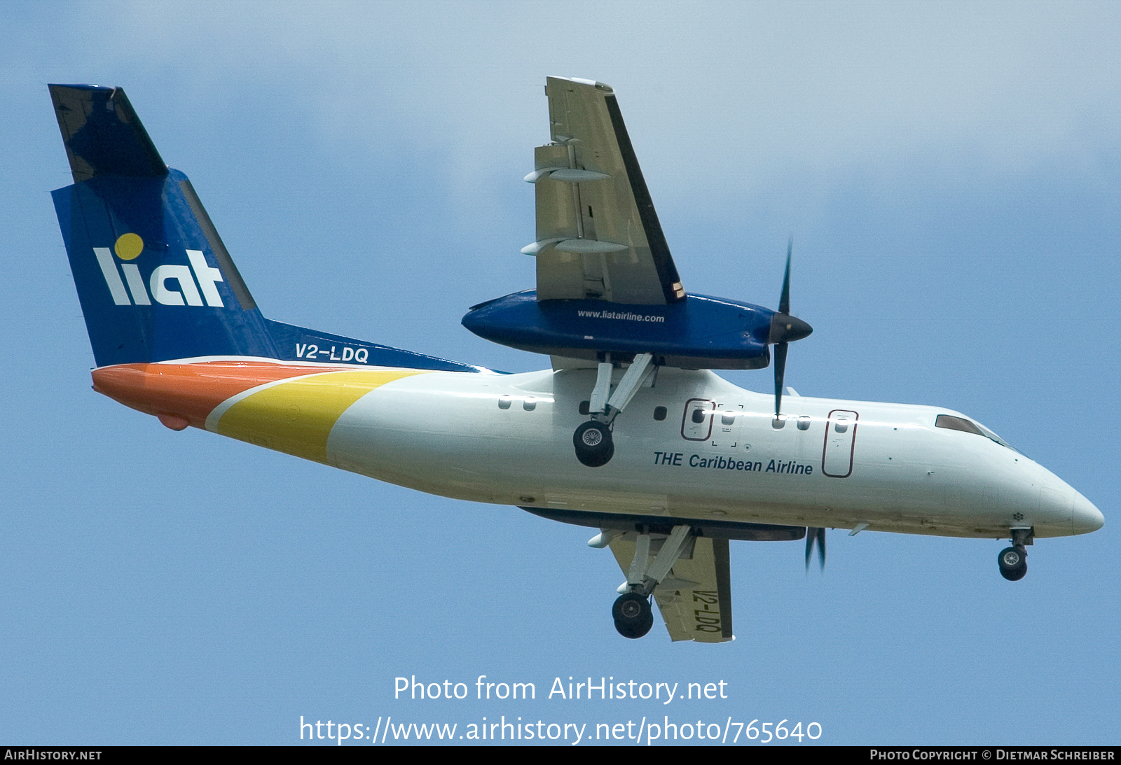 Aircraft Photo of V2-LDQ | De Havilland Canada DHC-8-102 Dash 8 | LIAT - Leeward Islands Air Transport | AirHistory.net #765640