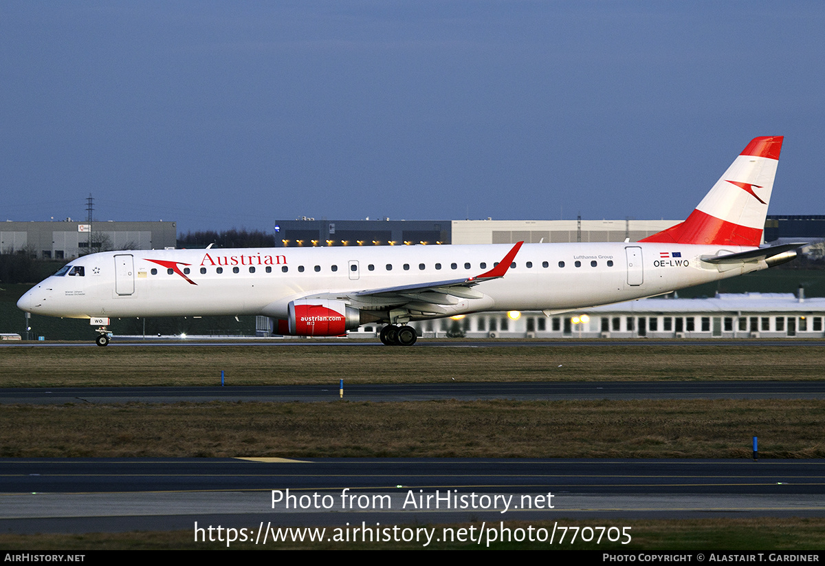 Aircraft Photo of OE-LWO | Embraer 195LR (ERJ-190-200LR) | Austrian Airlines | AirHistory.net #770705