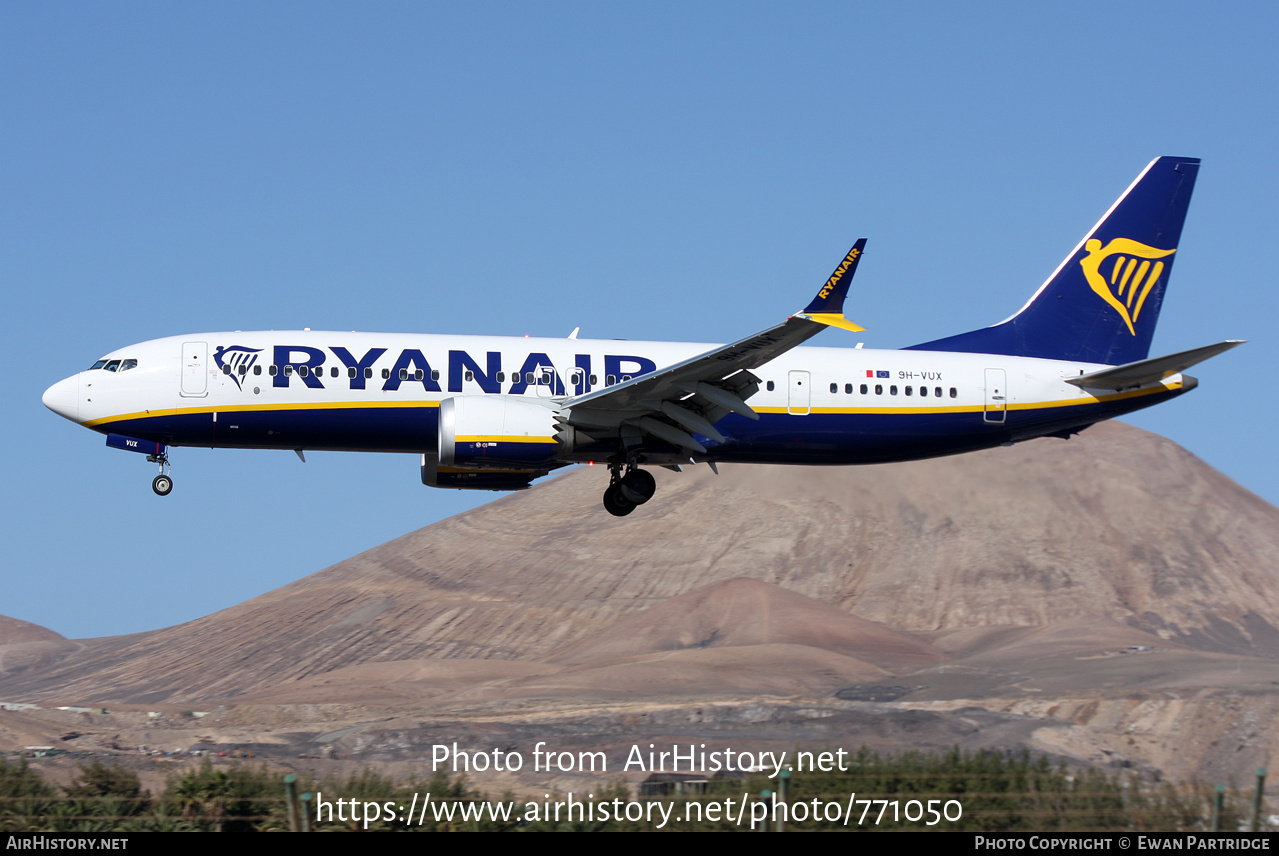 Aircraft Photo of 9H-VUX | Boeing 737-8200 Max 200 | Ryanair | AirHistory.net #771050