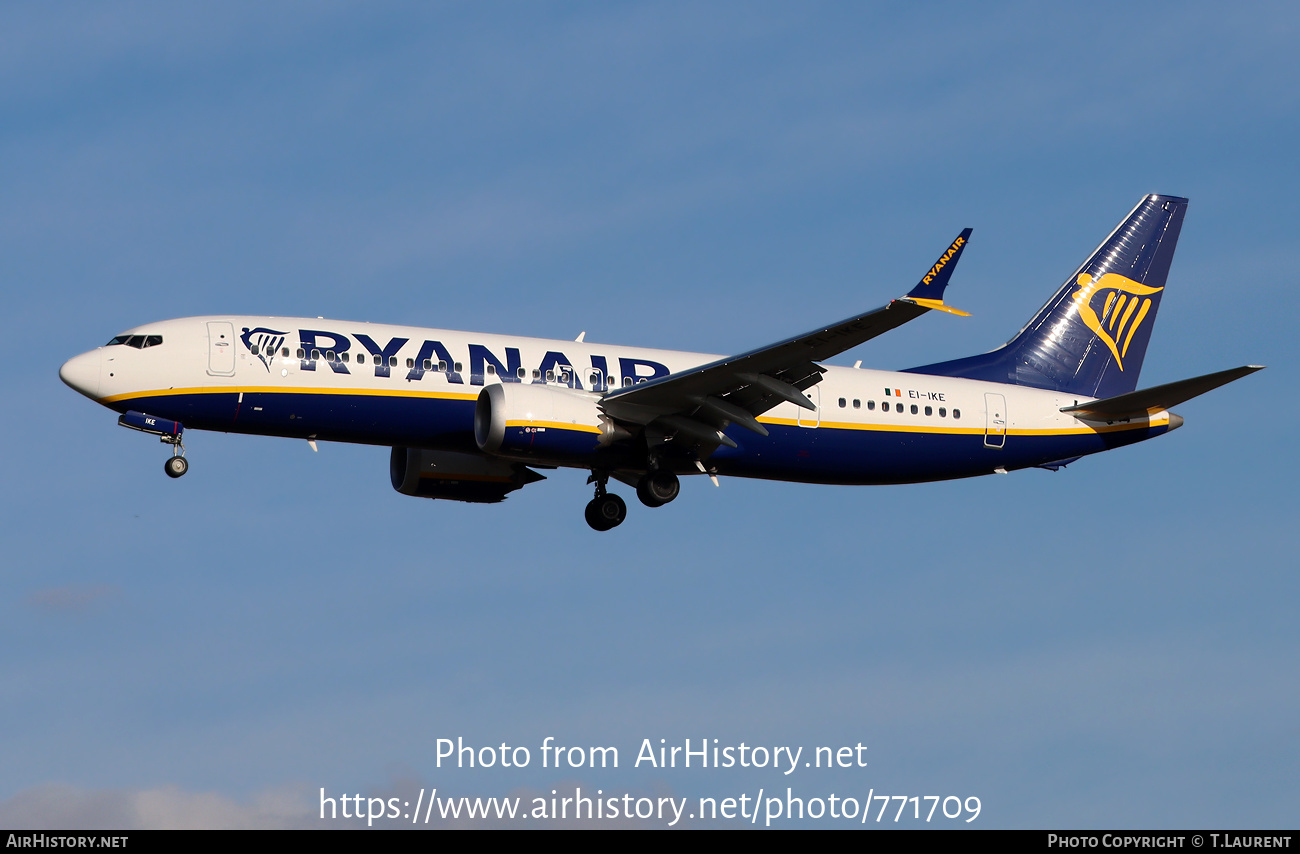 Aircraft Photo of EI-IKE | Boeing 737-8 Max 8 | Ryanair | AirHistory.net #771709