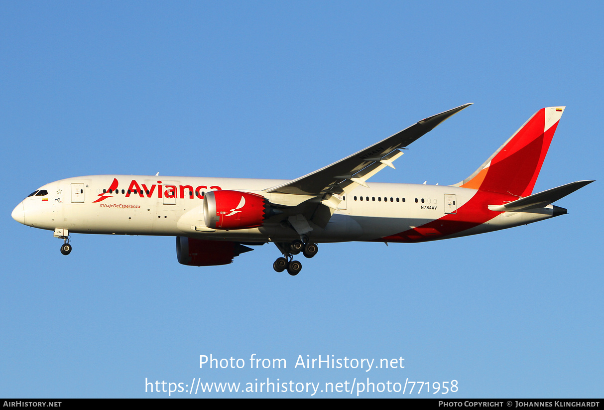 Aircraft Photo of N784AV | Boeing 787-8 Dreamliner | Avianca | AirHistory.net #771958