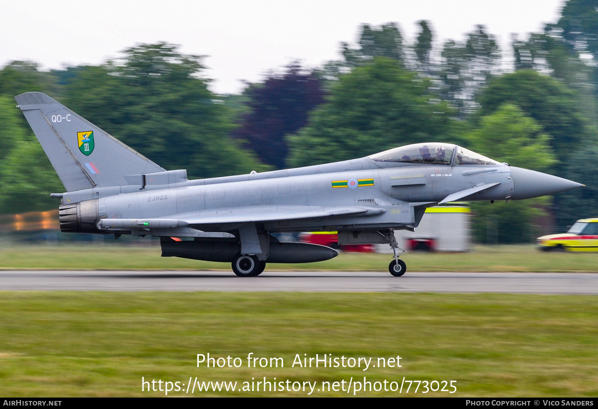 Aircraft Photo of ZJ922 | Eurofighter EF-2000 Typhoon FGR4 | UK - Air Force | AirHistory.net #773025