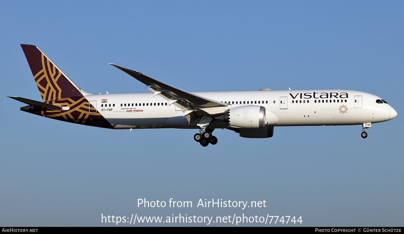 Aircraft Photo of VT-TSP | Boeing 787-9 Dreamliner | Vistara | AirHistory.net #774744