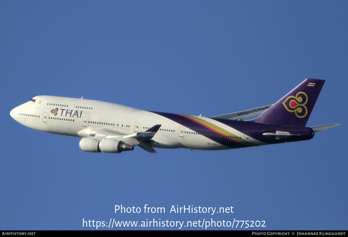 Aircraft Photo of HS-TGA | Boeing 747-4D7 | Thai Airways International | AirHistory.net #775202