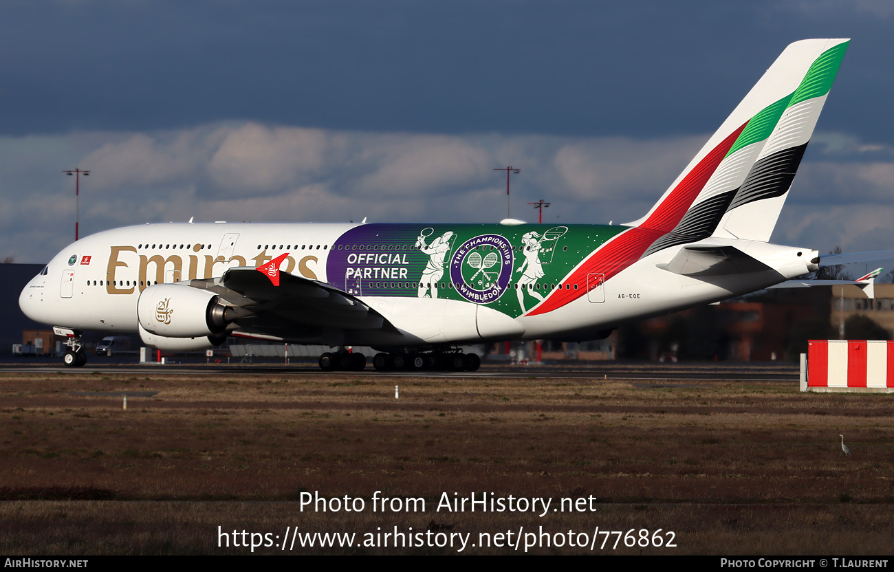 Aircraft Photo of A6-EOE | Airbus A380-861 | Emirates | AirHistory.net #776862